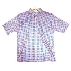 Collars & Co Mens 3XL Dress Collar Polo Shirt Orange Blue Gingham